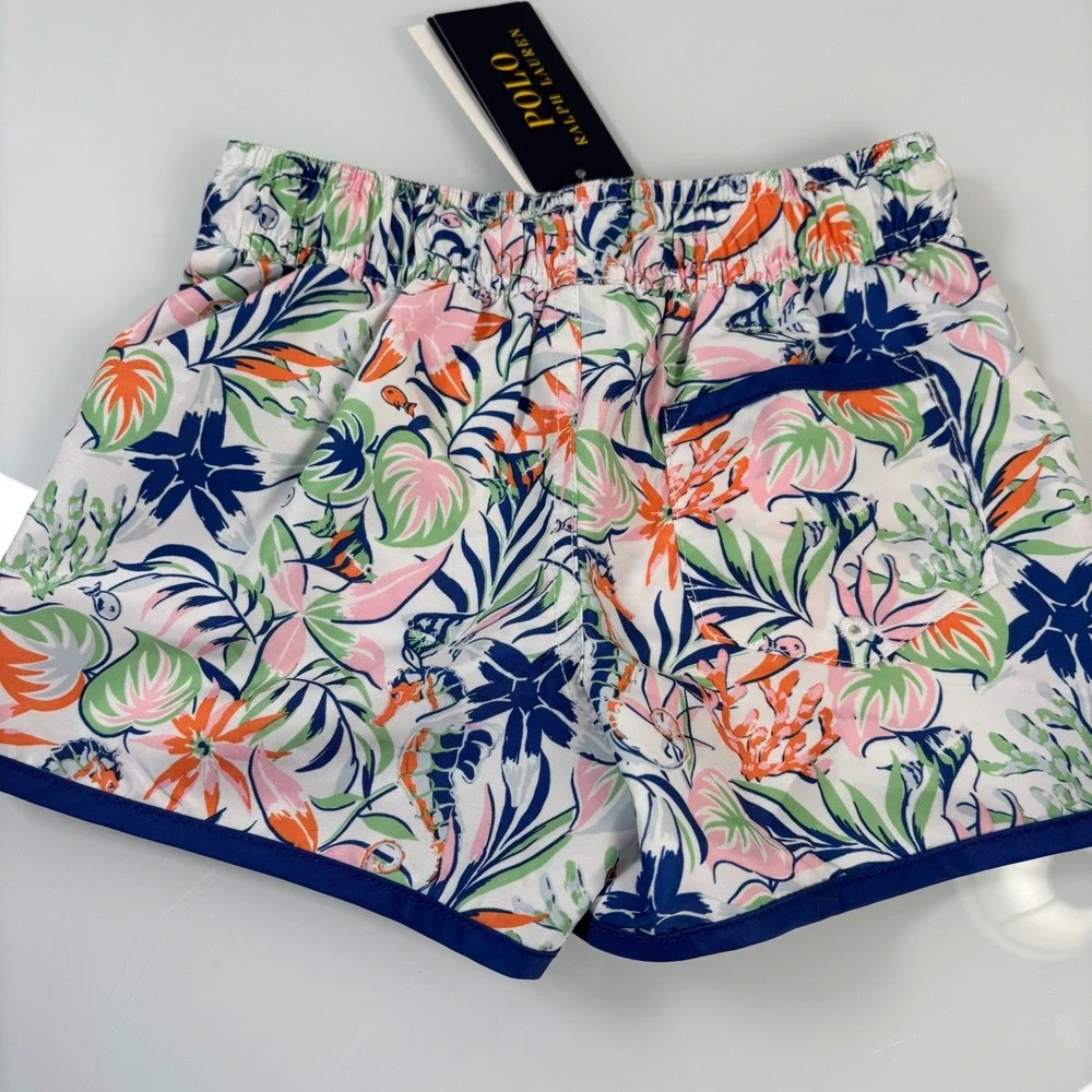 Polo Ralph Lauren Boys 4 Multi Print Swim Trunk New Tropical Floral Seahorse